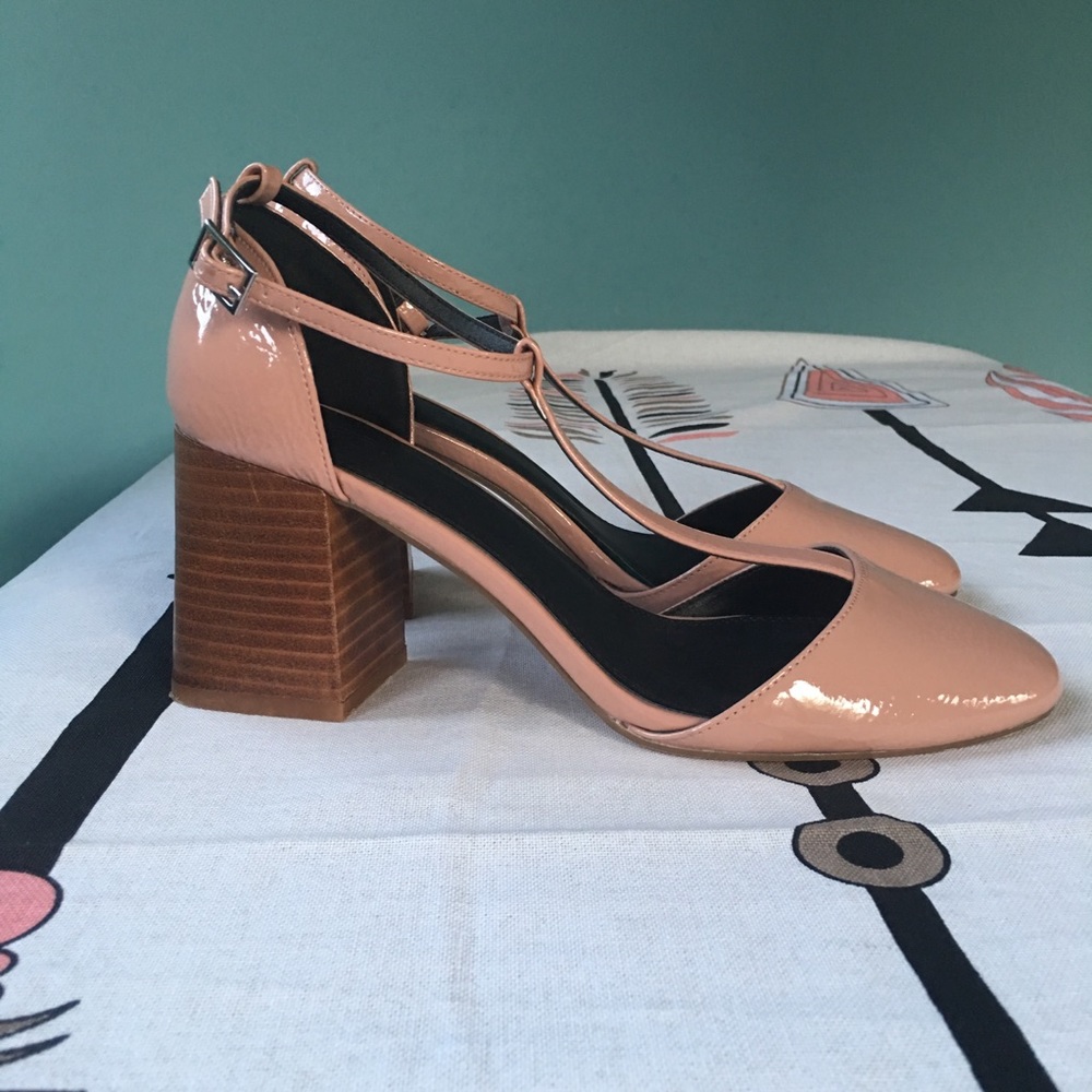 ASOS Patent Blush Pink Block Heel Mary Jane Pumps